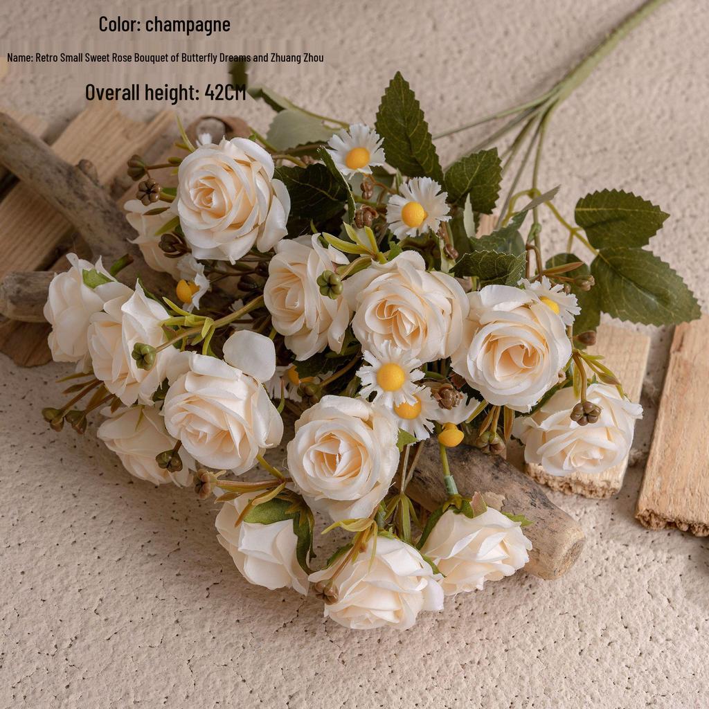 Zhuang Zhou Retro Rose Bunch INS Style Artificial Flowers for Home & Wedding Decor