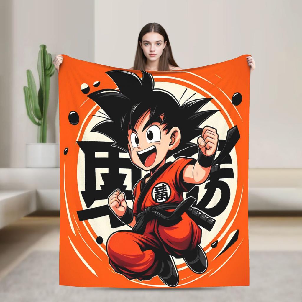 Black White Goku Dragon Ball Flannel Blanket Soft Durable Bedding Throws For Couch Bed Picnic Bedspread Sofa Bed Cover