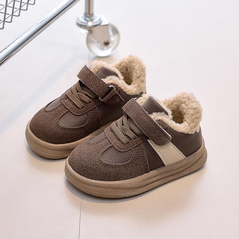 New winter casual fleece-lined sneakers for boys and girls, fashionable and warm cotton shoes, versatile children's shoes, popular model