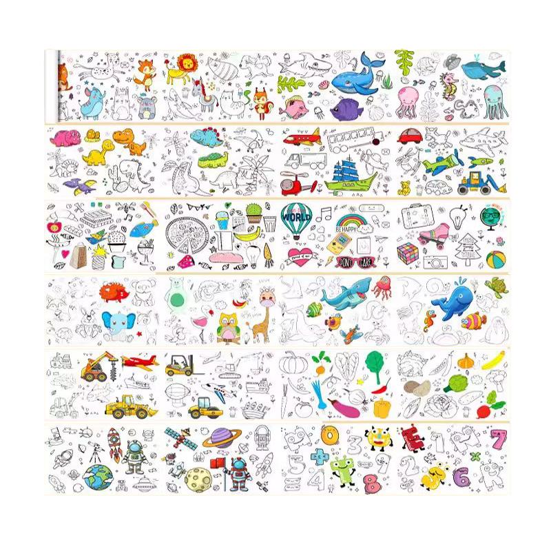 Creative Doodle & Drawing Roll for Children Aged 3 and up - 118.11inch Unfolded Sheets DO-IT-YOURSELF ideal Students Coloring Practice Fit