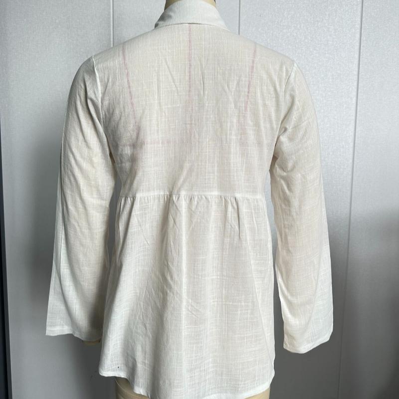 Spring New Solid Casual Loose Long Sleeve Shirts Women Fashion Plus Size Cotton and Linen Blouse Women Tops Button Up Office Simple Female Shirt 26259