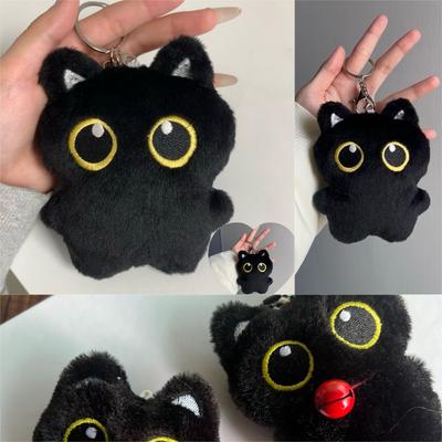 Black Cat Doll Pendant Keychain Cute Pilot Little Black Cat Hanging Backpack Keychain Creative Cat Plush Keychain Gift for Phone