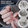 1Box Diy Nail Art Decor Sparkling White Diamond Zircon Pearl Mixed Nail Drill Flat Nail Jewelry Manicure Diamond Manicure Design