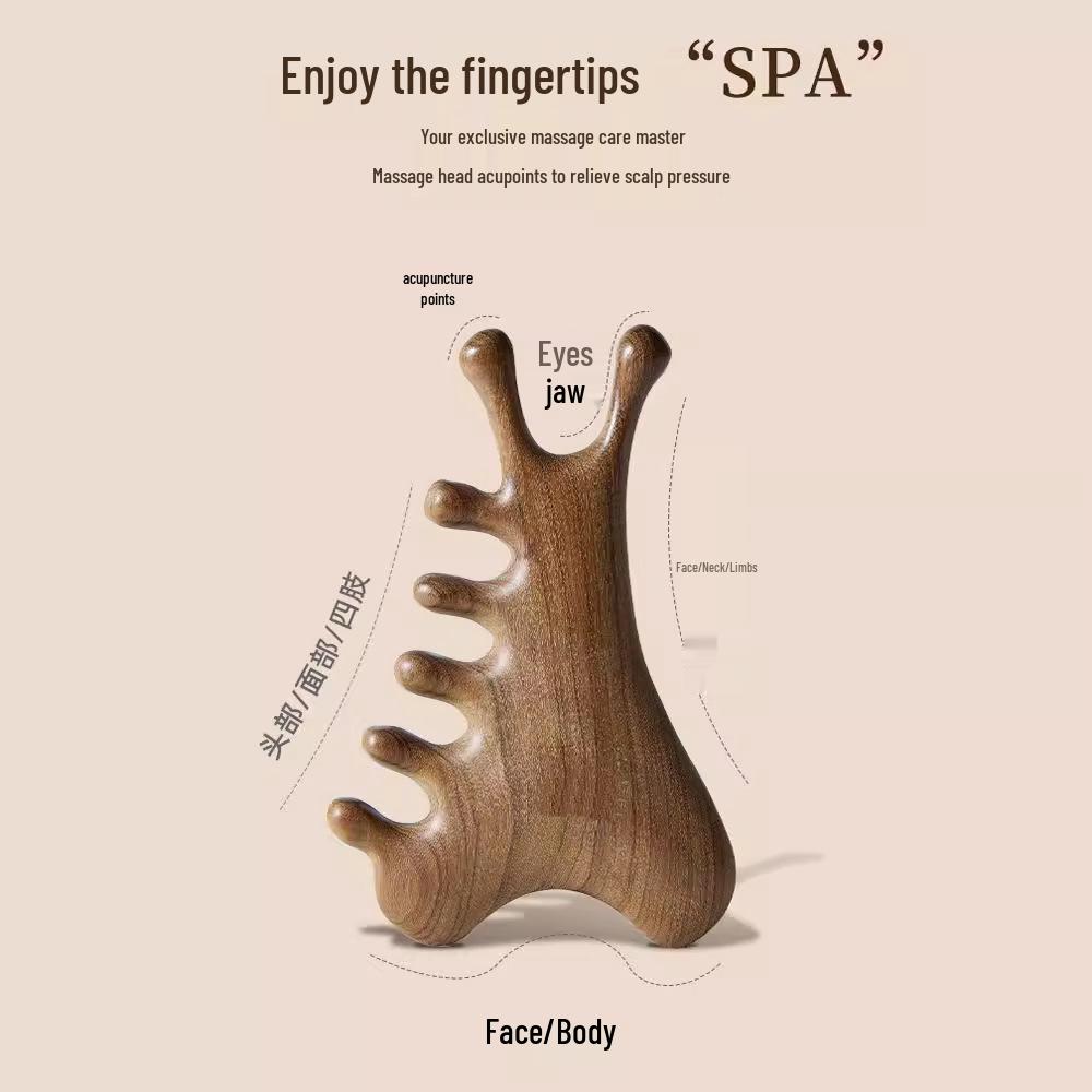 Sandalwood Wide-Tooth Scalp, Head, and Face Therapy Comb