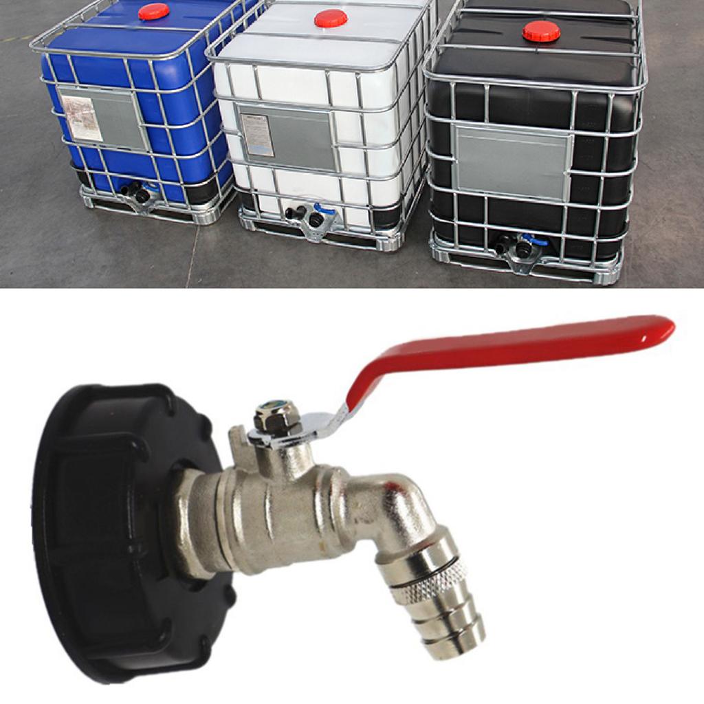 Water Tank Valve Fitting S60x6 to G34in Coarse Thread Adapter Brass Hose Faucet Red Handle