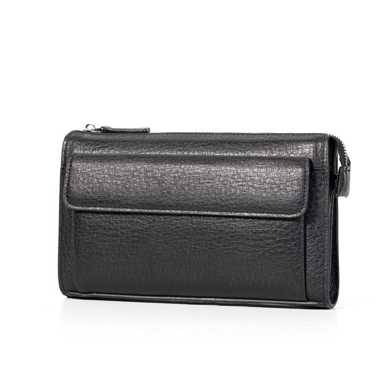 Men s leather clutch bag, ostrich pattern large-capacity business bag, long casual multi-function large wallet clutch bag.