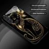 Black Gold Meow Rhyme Pattern Glass Phone Case Suitable for Samsung Galaxy S26 S25 S24 S22 S21 S20 FE/Ultra/Plus Anti Drop
