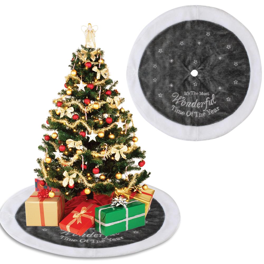 36 Inch Plush Christmas Tree Skirt Christmas Floor Carpet Xmas Tree Bottom Decoration Apron for New Year Holiday Party