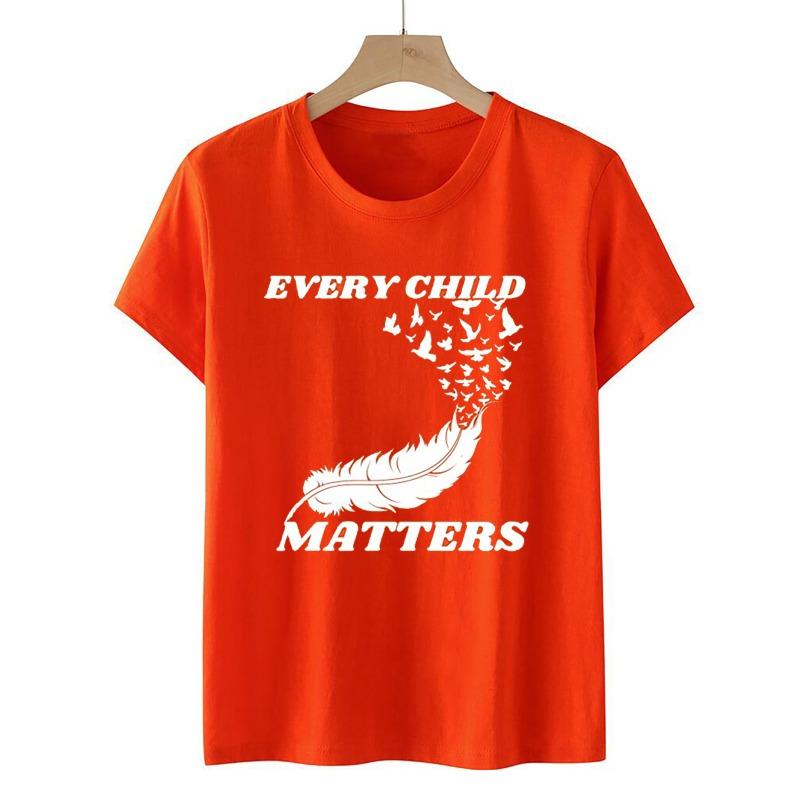 Every Child Matters Casual Printed Round Neck Loose Cotton Short Sleeved Top T-Shirts Unisex