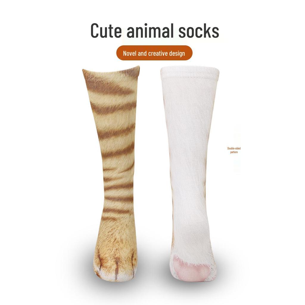 Meias de Meia Panturrilha Garra de Animal - Meias Divertidas Estampadas para Adultos e Crianças