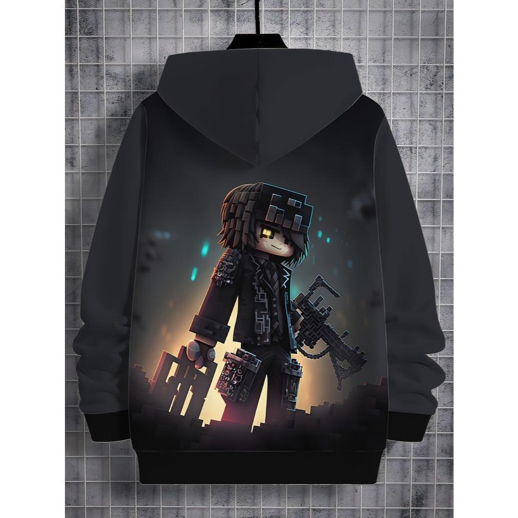 Cool 3D Printed Long Sleeved Hooded Sweatshirt, Spring and Autumn Boys' Sports and Leisure Pullover