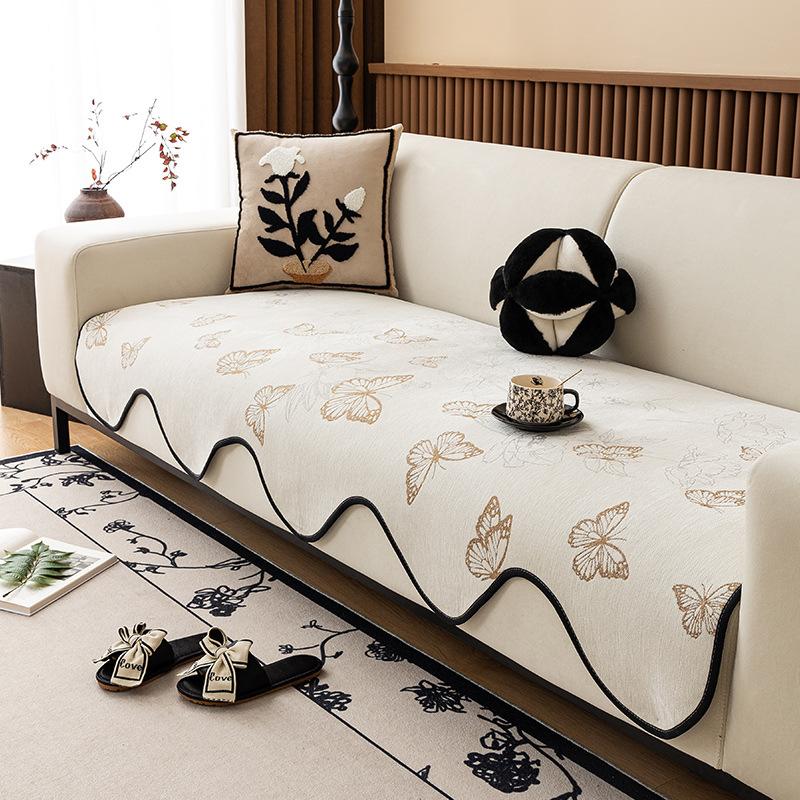 

Universal Four-Season Special-Shaped Sofa Cushion Chenier Non-Slip Leather Sofa Cushion Light Luxury High-End Cover Cloth Towel Simple 90*90cm