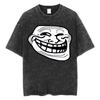 Zabawne prezenty dla nastolatków Koszulka z memem Troll Face Męska Damska Vintage Sprana Oversize Koszulki Casual 100% Bawełna Koszulka z krótkim rękawem Y2K