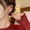 Vintage Red Pomegranate Earrings Necklace for Women Fashion Gold Color C-Shape Hoop Earrings Design Unique New Year Jewelry Gift