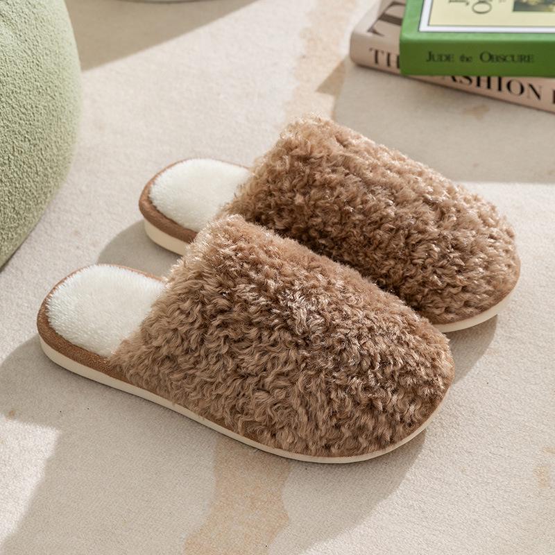 Women's Cozy Bowknot Cotton Slippers - Cute Couple Design, Soft Plush Sole for Autumn/Winter