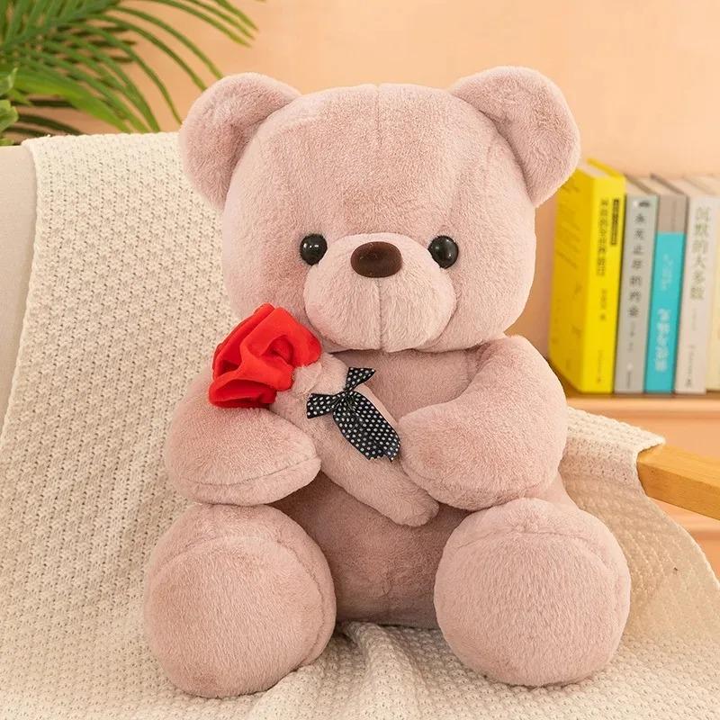 

Kawaii Teddy Bear with Roses Plush Toy Soft Bear Stuffed Doll Romantic Gift for Lover Home Decor Valentine s Day Gift for Girls