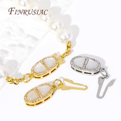 Pearl Necklace Connection Clasps 18K Gold Plated Zircon Shells Oval Hook Clasp Handmade DIY Jewelry Making Accessories