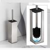 304 Stainless Steel Floor-Standing Toilet Brush with Punch-Free Wall Mount & Deodorizing Long Handle