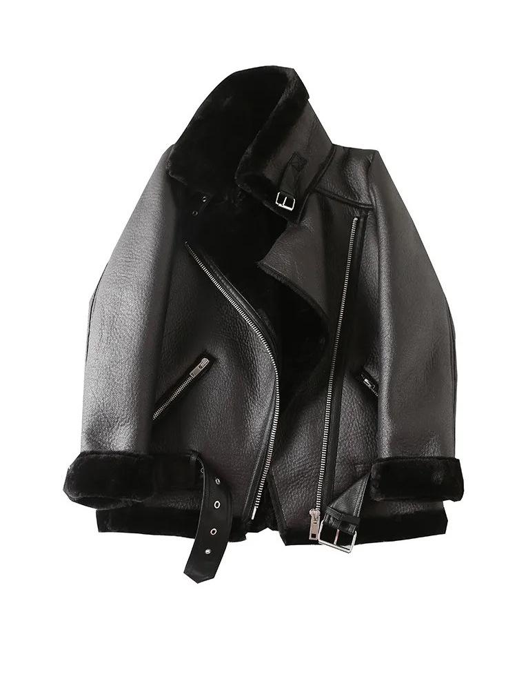 Women's Thickened Warm Motorcycle-Style Double-Sided Jacket Coat