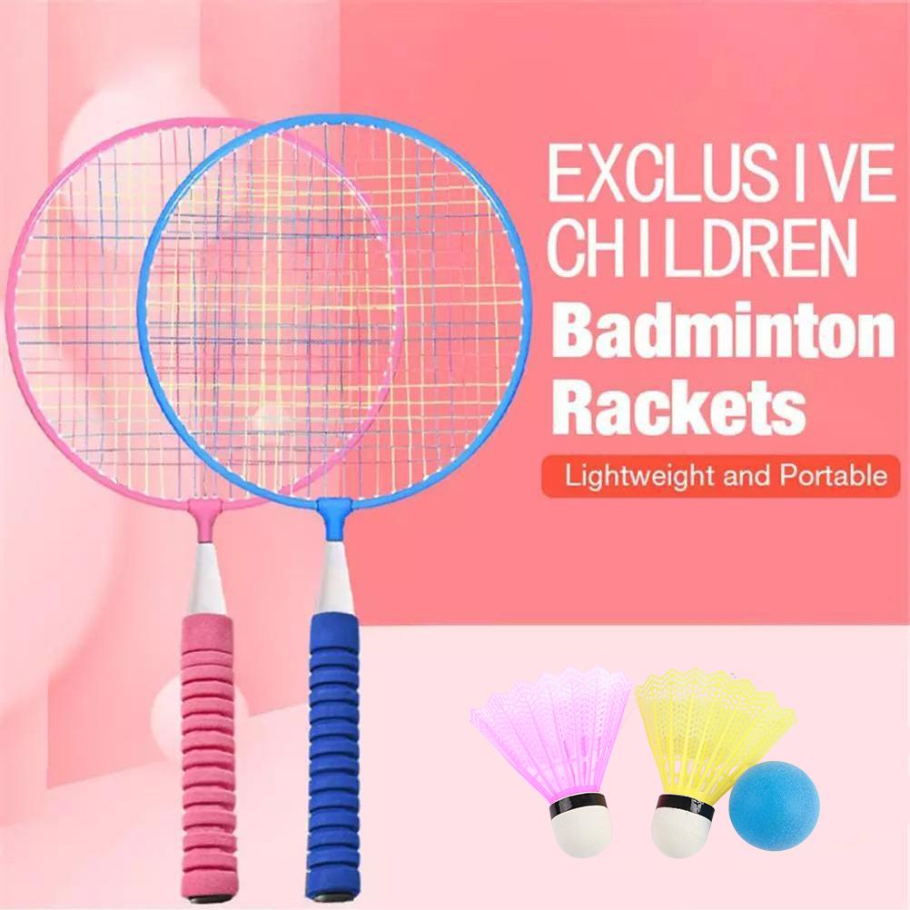 Badminton Rackets Set Portable Badminton Rackets with 2 Shuttlecocks and Carrying Bag for Children