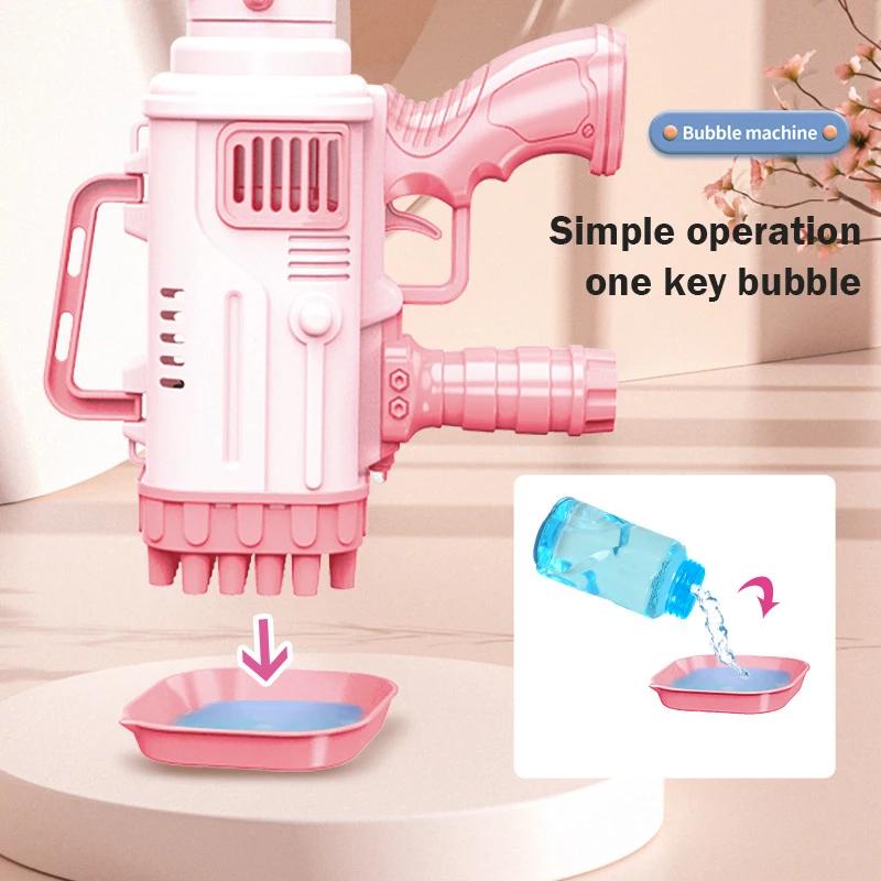 Non-Toxic 32 Hole Bubbles Gun Kids Toy Rocket Soap Bubble Machine Guns Automatic Blower Portable Pomperos With Light Toy For Children Gift