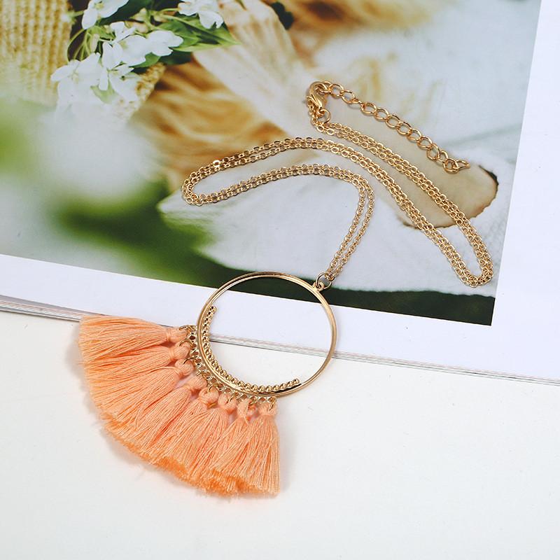 Stylish Pendant Tassel Necklace With Electroplate Finish For Summer Outfits