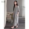 Xuan Liang Relaxation Sleeping Skirt Women's Summer Thin Cotton Short Sleeved Super Long Skirt Large Pajamas Waffle Home Clothes