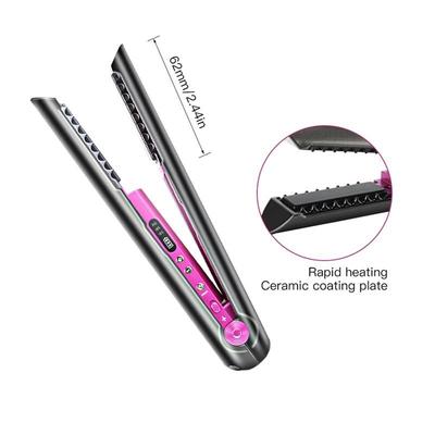 2 In 1 Cordless Rechargeable Hair Straightener Adjustable LCD Temperature Display Hair Curler Professional Ceramic Flat Iron
