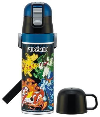 Skater Water 470ml or 430ml Pokemon Size Stainless Sports Children's Bottle, 2-Way, (Direct Drinking) (Cup Drinking), Design, 25, Boys, Steel,