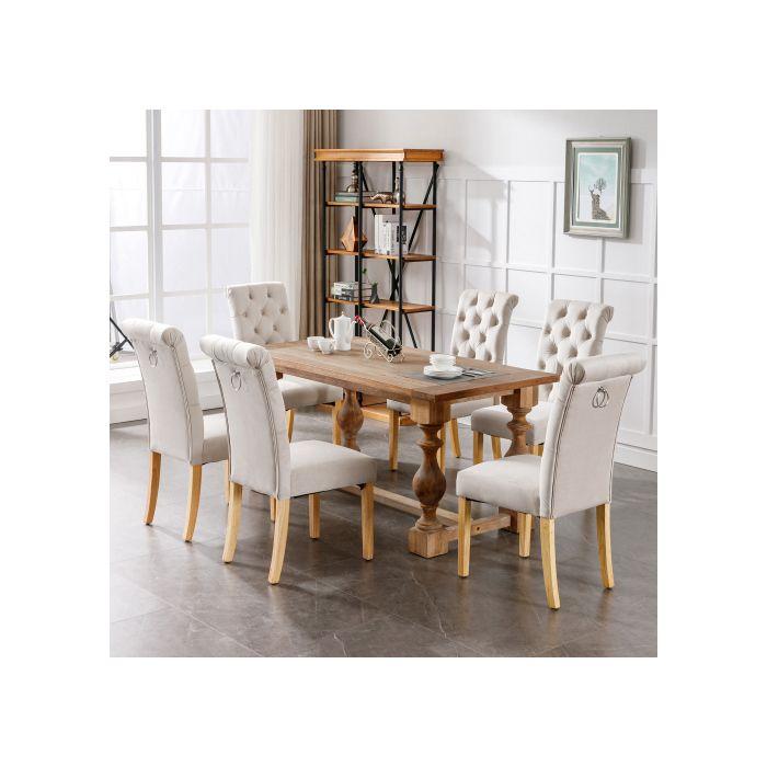 Esszimmerstühle - MUVOE - 2er-Set - Beige Samt - Eichenbeine - Modernes Design