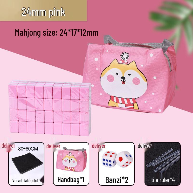 Compact Travel Mahjong Set - 24mm & 30mm Tiles, Solid Carved Sparrow Design, Ideal for Dorms and Table Games