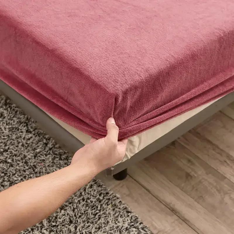 Lenzuolo con Angoli Elasticizzato in Peluche Invernale Lenzuolo Matrimoniale Morbido Caldo Copriletto in Velluto Coprimaterasso Biancheria da Letto Protettore 90 150 160 180