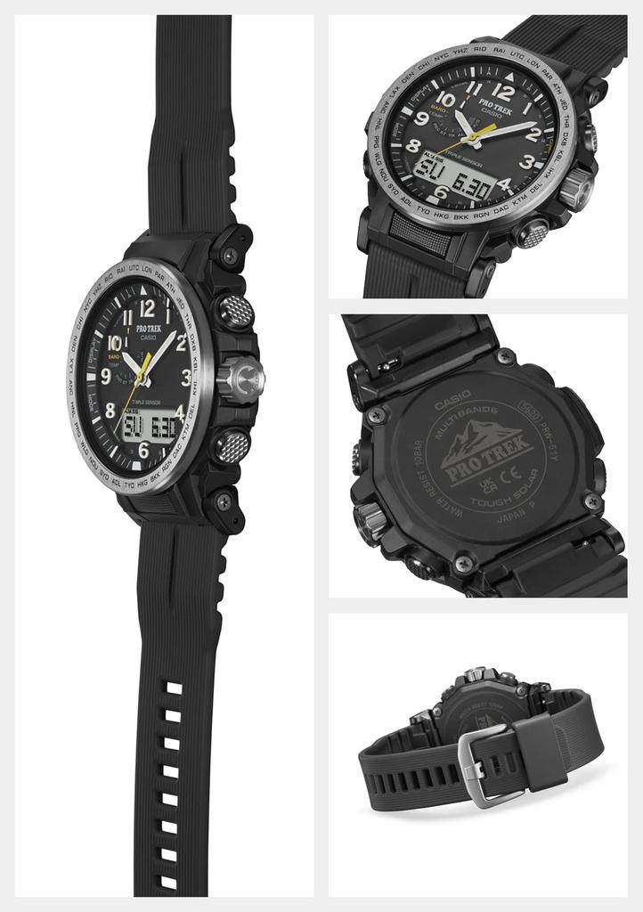 Casio Pro Trek Climber Line Solar Watch with Biomass Black Radio-Controlled Plastic, PRW-51Y-1JF, Men's,