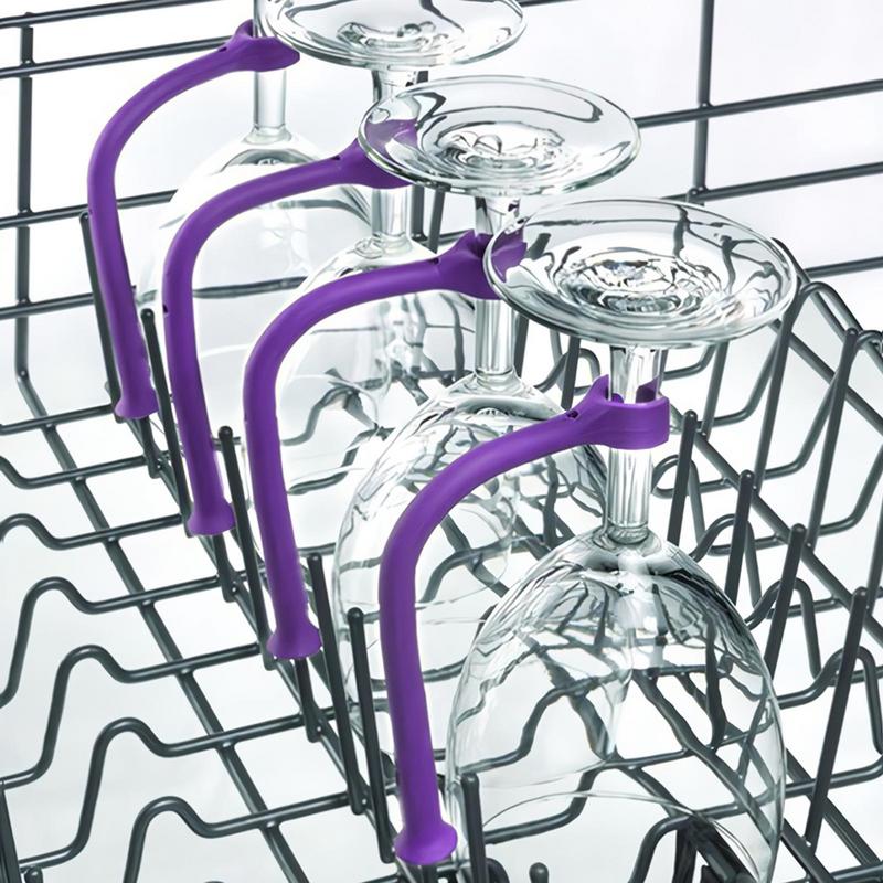 Dishwasher Wine Glass Holder 4X Glass Holder Rack Tether Goblet Holder Neck Wine Glass Holder Silicone for Cocktail Champagne