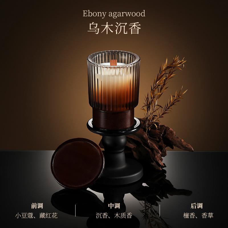 Scented Candle Wooden Base Indoor Bedroom Fragrance Ornament
