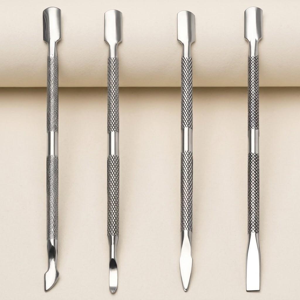 

4Pcs Stainless Steel Cuticle Nail Pusher Spoon Remover Manicure Tools Set Professional Pedicure Kit Nail Care Clippers Nipper