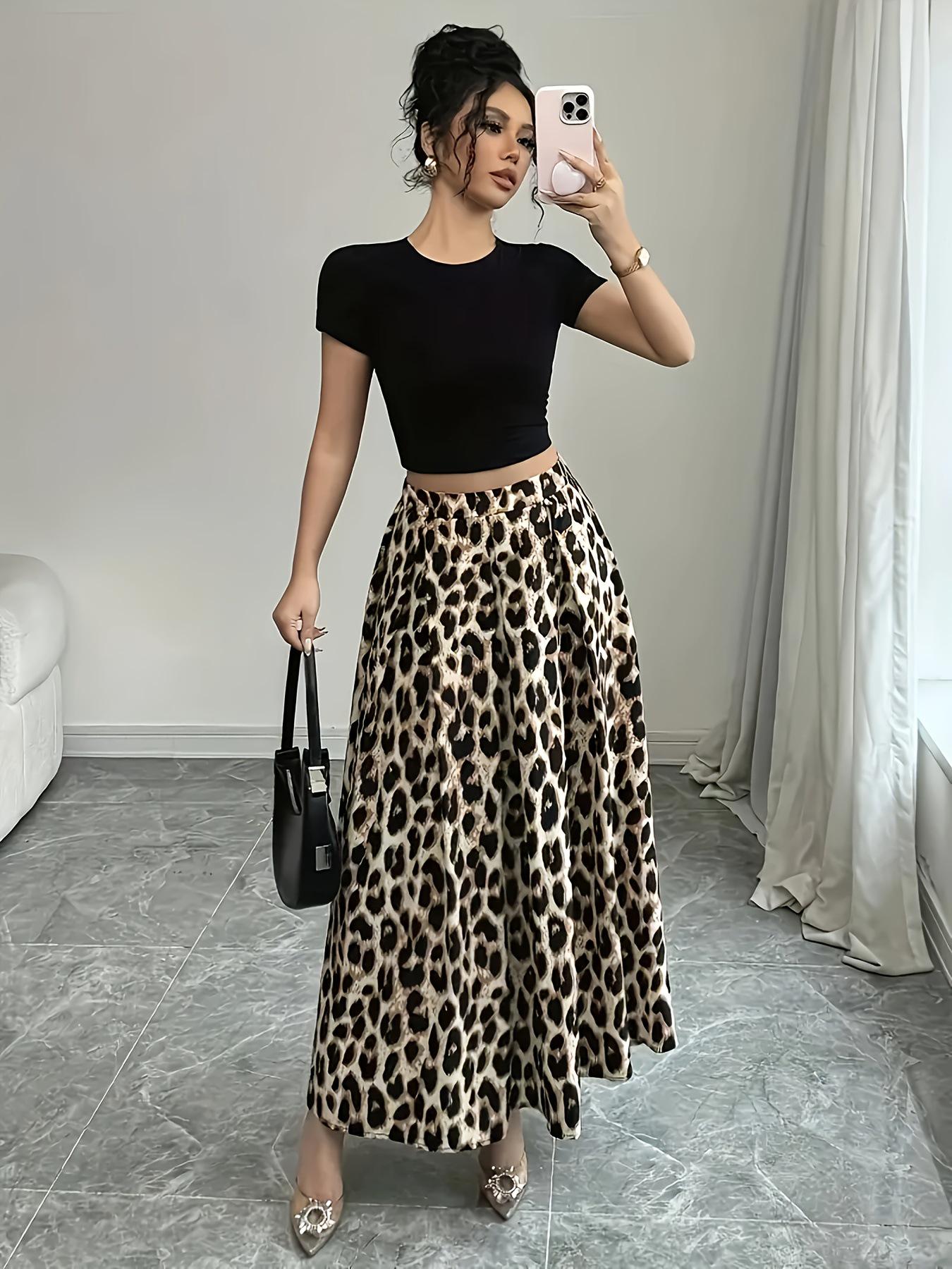 

European and American Leopard Print Swing Skirt - Casual, Versatile, Spring/Summer Style M