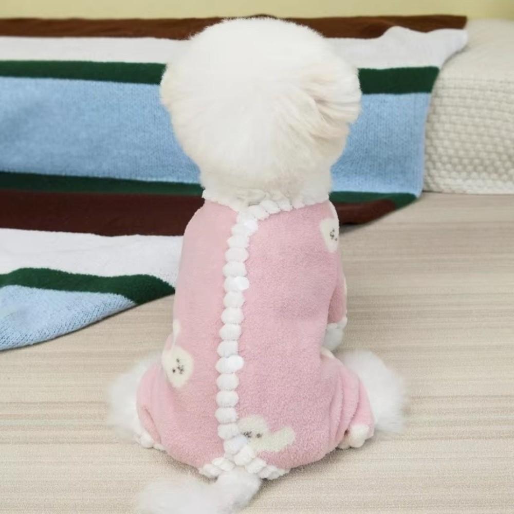 Fashion Bear Print Dog Jumpsuits Soft Fleece Pet Overalls Cat Pajamas Winter Warm Yorkshire Costume Dog Clothes