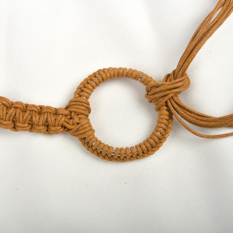 A Lady's Braided Wax Rope Belt Dress Decorated with A Bohemian Ethnic and Pastoral Style Women's Corset