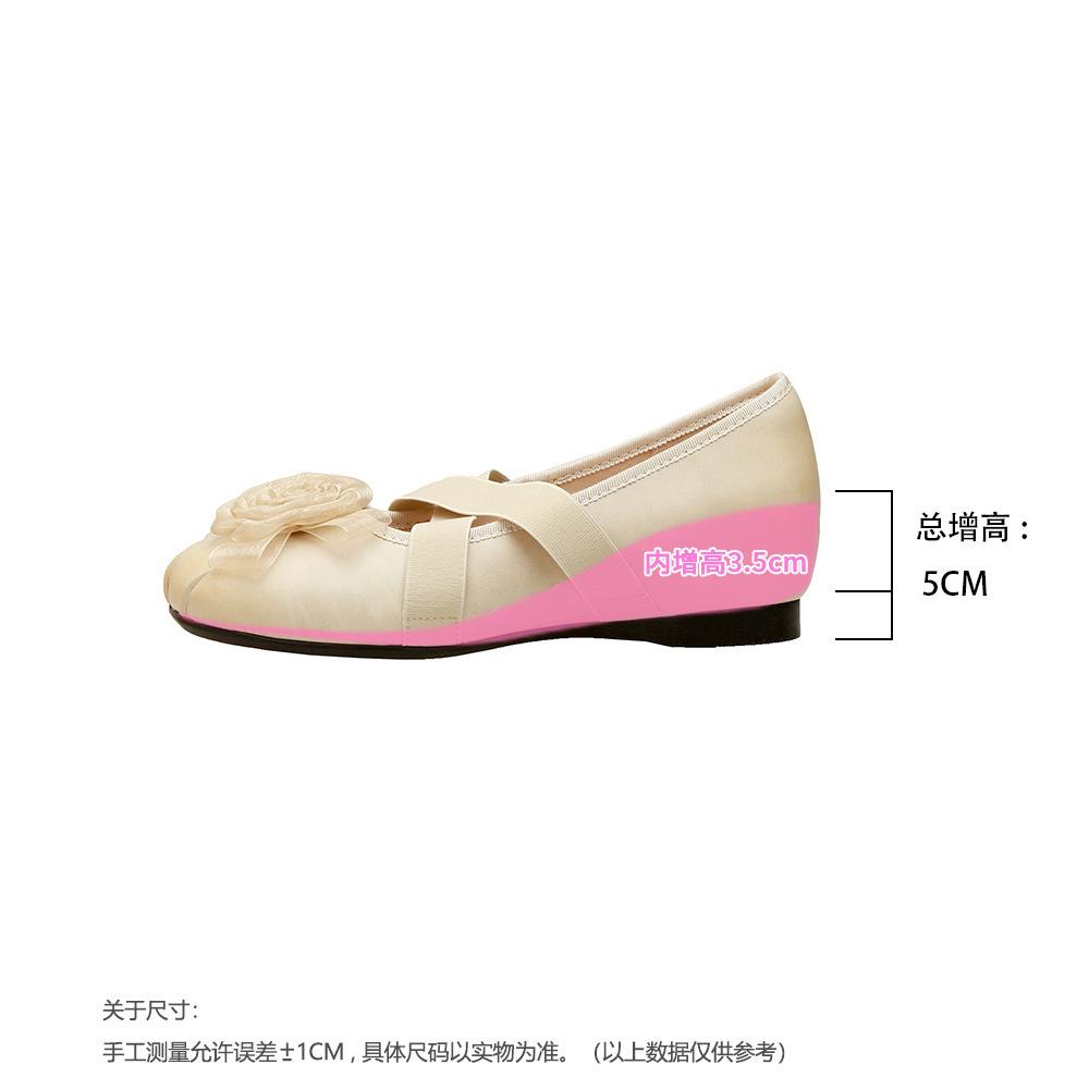 Height-increasing camellia French light-mouth ballet single shoes women's versatile round head soft sole silver Mary Jane shoes