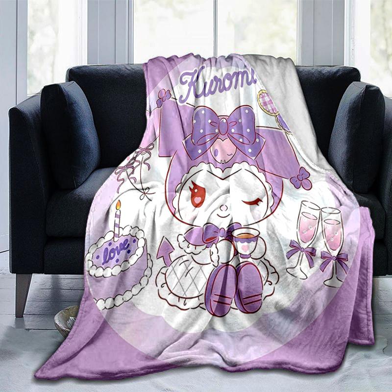 1pc Cakes Kuromi's Sweet Celebration Blanket, Soft and Cozy Home Decor Gift for Friend, Suitable for All Seasons, Living Room, Travel, Camping, Car Bl