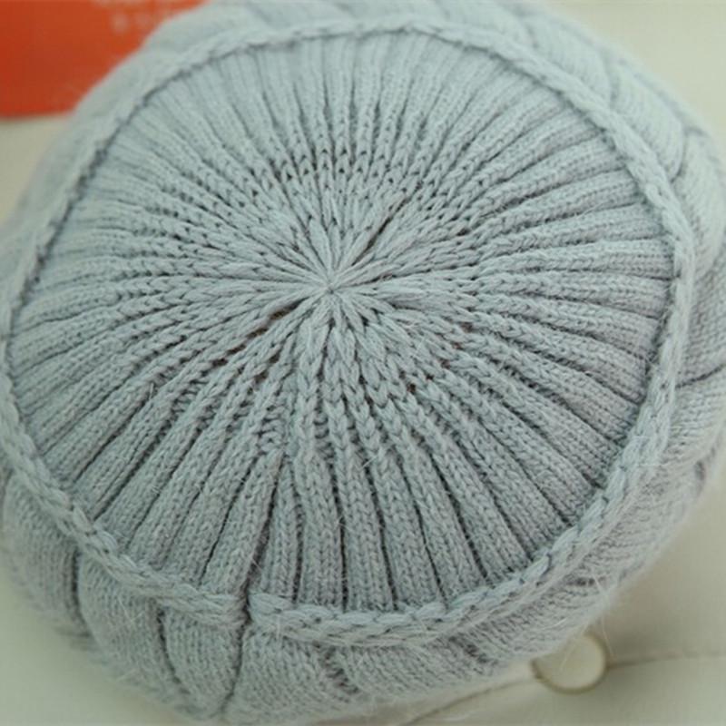 Knitted Fur Rabbit Fashionable Trendy Beanie Warm Keep Lined Fur Plush Hat Winter Women Hats For Woman Outdoor Coldproof Cap