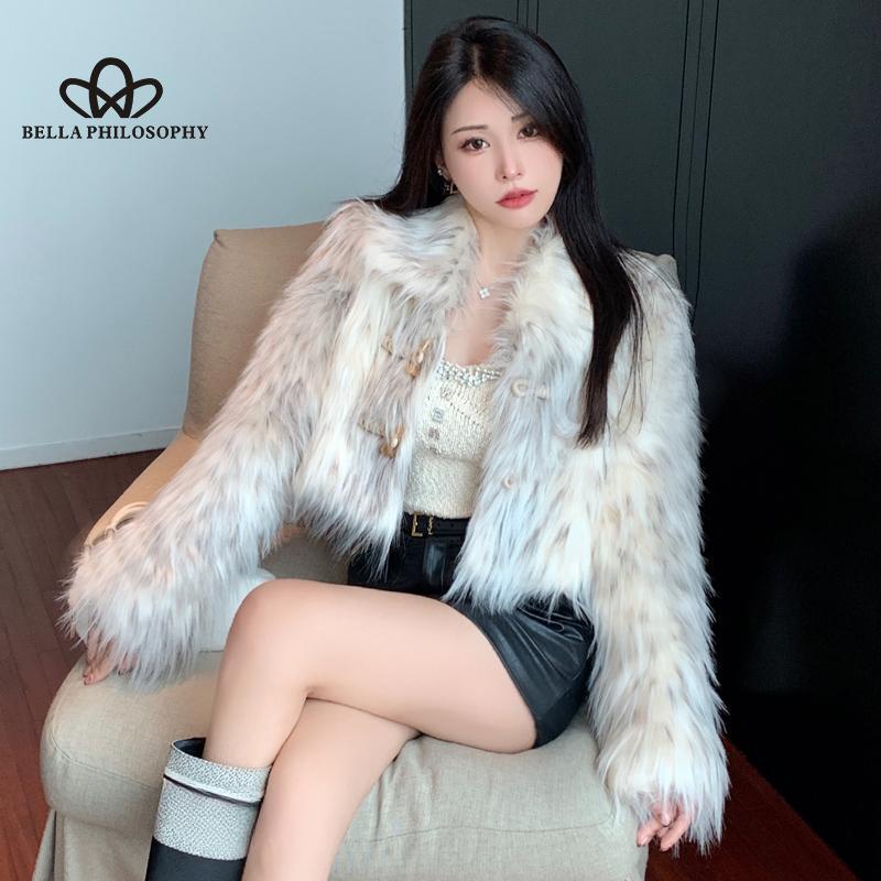 Faux Fox Fur Coat Women's Winter New Short Top Casual Style Long Coat Sexy Faux Fur High Quality Coat