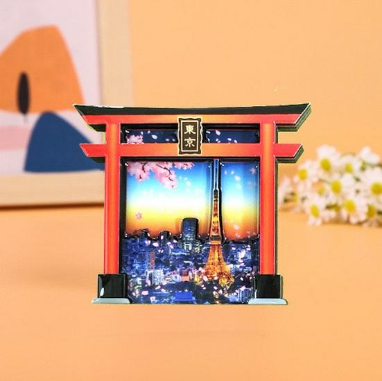 Japanese Epoxy Wood Refrigerator Magnets - Cute Cartoon Cultural Souvenirs, Soft Magnetic