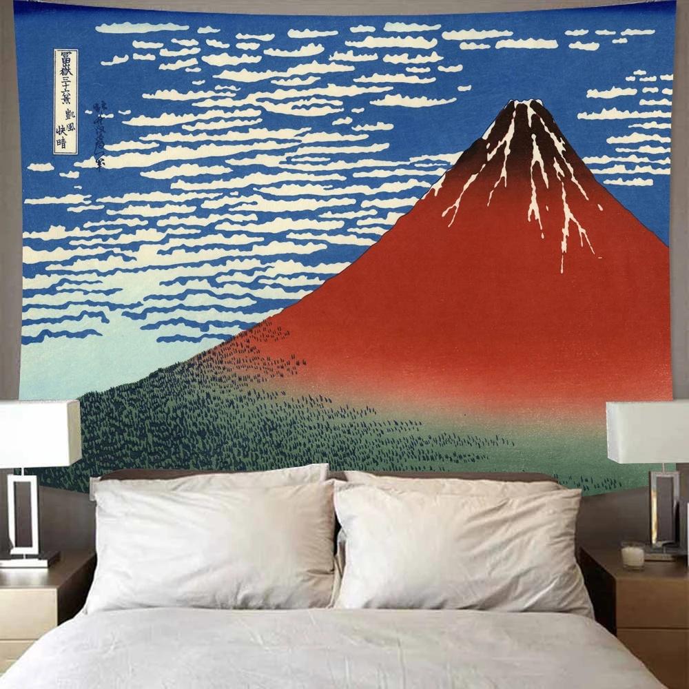 Berg Fuji, Japan Wandteppich Kunstdruck Wandteppich Die große Welle von Kanagawa Wandbehang Dekoration Japanischer Wandteppich