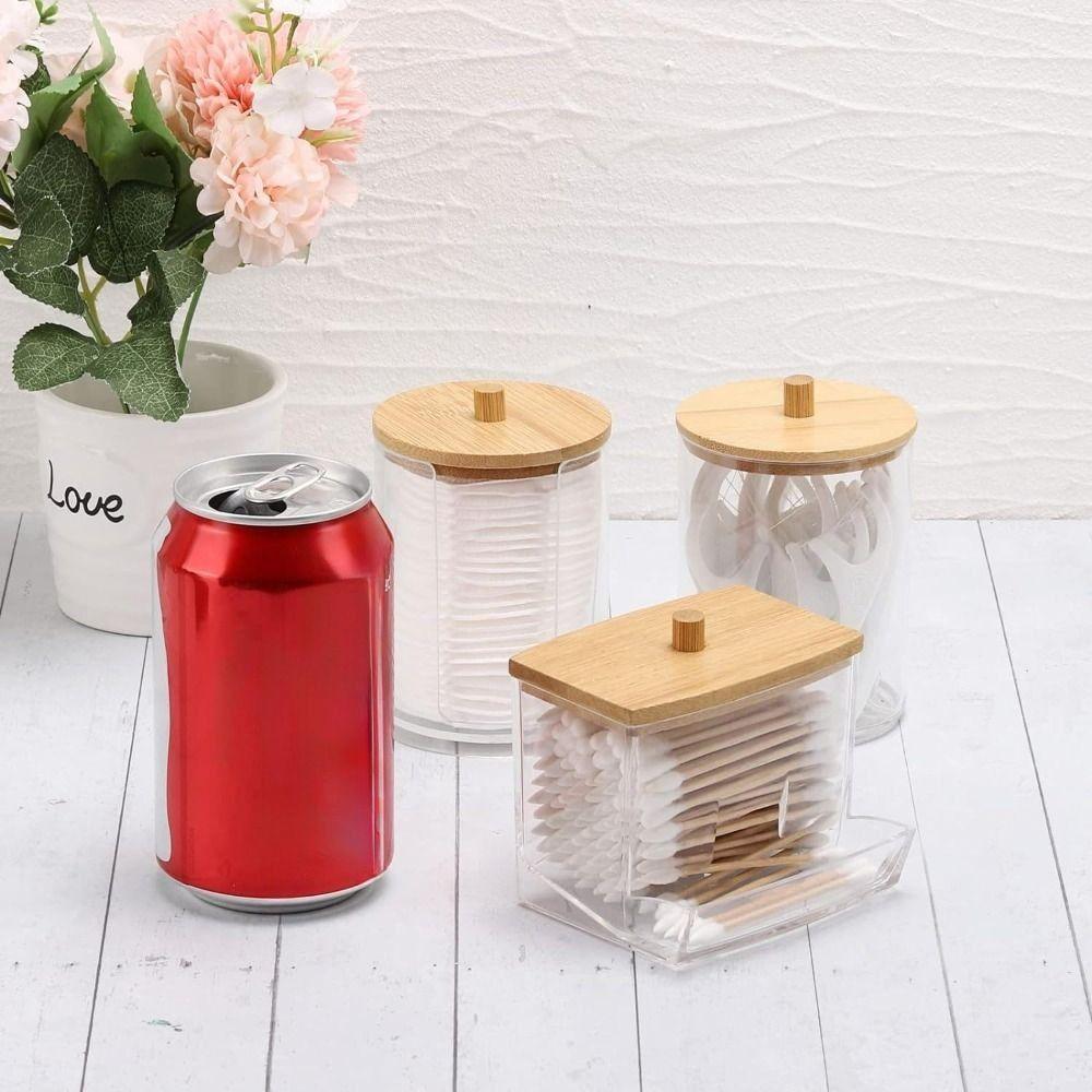 2/3/4Pcs Transparent Window Cotton Ball/Swabs Dispenser Save Space Plastic Storage Box  Cotton Pad