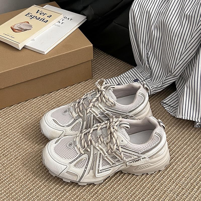 

European station 2025 winter new muffin thick sole heightening dad shoes breathable mesh versatile sports casual shoes women 40