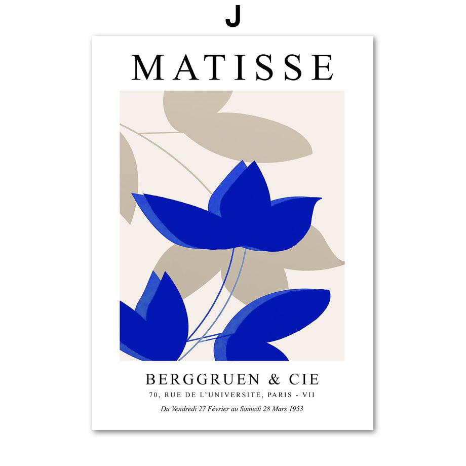 Blue Matisse Picasso Bauhaus Coral Leaves Wall Art Canvas Painting Nordic Posters And Prints Wall Pictures For Living Room Decor