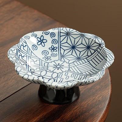 Zhuanglu Huapin Blau-Weiß Keramik Hochfußtablett