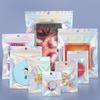 100Pcs/Pack Small Mylar Bags Laser Plastic Resealable Odor Proof Bag Holographic Pouch with Clear Front for Multipurpose Storage